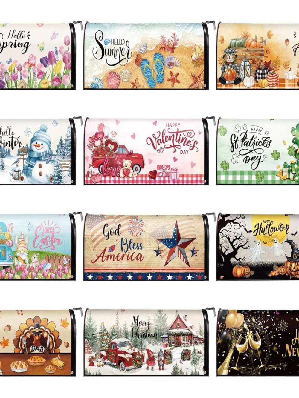 12 Pcs Magnetic Mailbox Covers for Seasons, Oxford Cloth